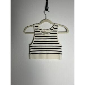 By Together Ivory and Black Striped Athleisure Tank Top Size Medium/Large